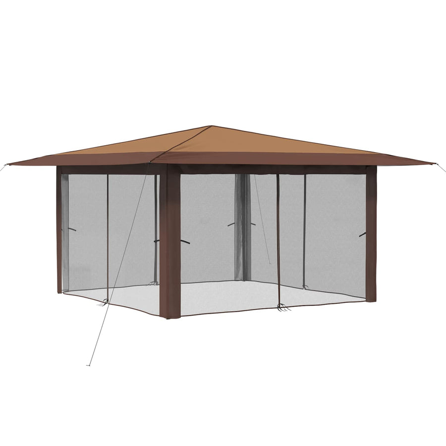 Paviljoen met 4 Zijwanden 4 x 4 m Beige en Bruin