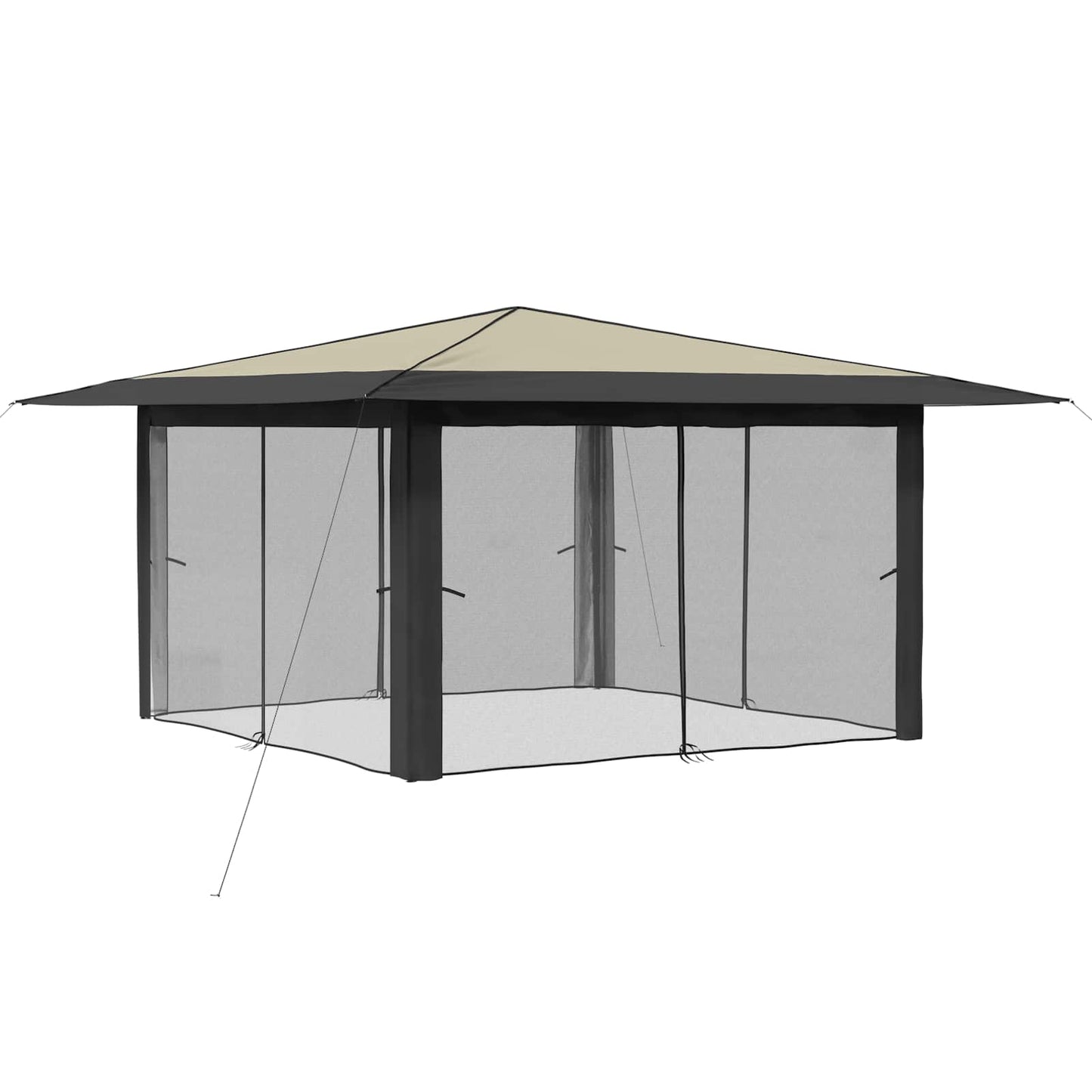 Paviljoen met 4 Zijwanden 4 x 4 m Crème en Antraciet