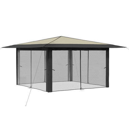 Paviljoen met 4 Zijwanden 4 x 4 m Crème en Antraciet