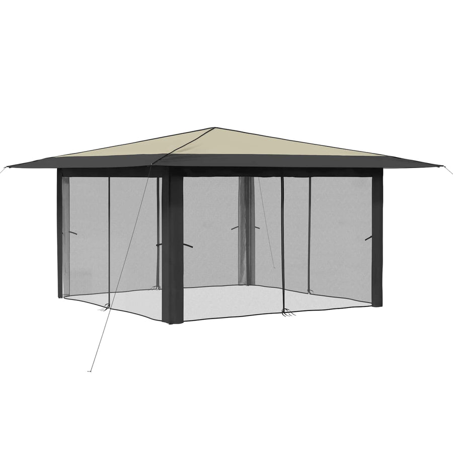 Paviljoen met 4 Zijwanden 4 x 4 m Crème en Antraciet