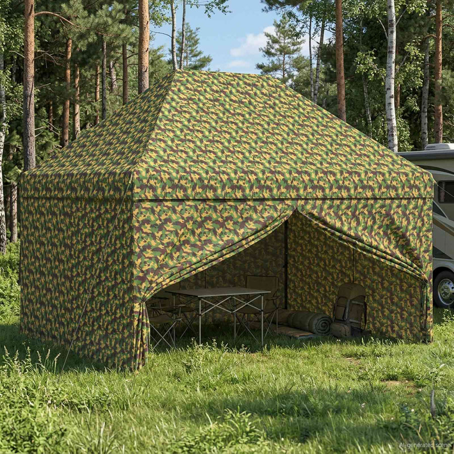 Tent met 4 Zijwanden 2,9 x 4,3 m Leger Camouflage