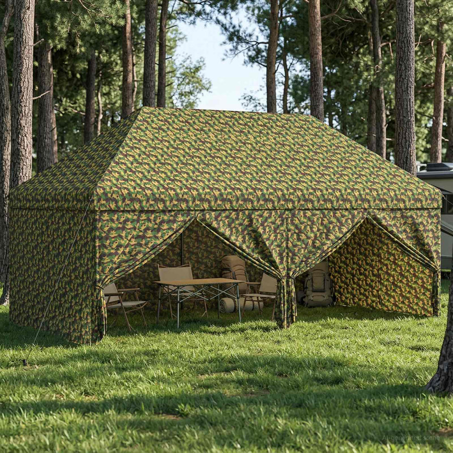 Tent met 4 Zijwanden 2,9 x 5,8 m Leger Camouflage