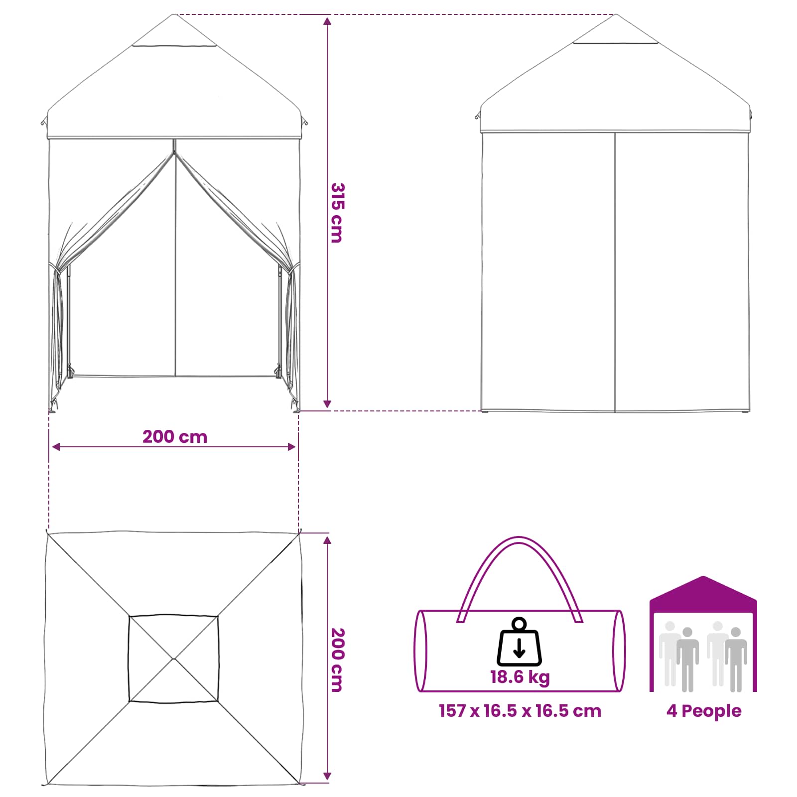 Pop-up Gazebo met 4 Zijwanden 2 x 2 m Blauw Camouflage