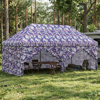 Pop-up Gazebo met 4 Zijwanden 3 x 6 m Blauw Camouflage