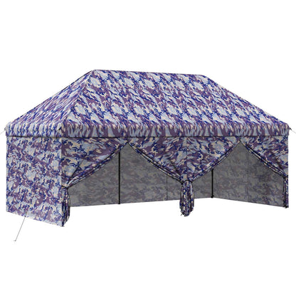 Pop-up Gazebo met 4 Zijwanden 3 x 6 m Blauw Camouflage