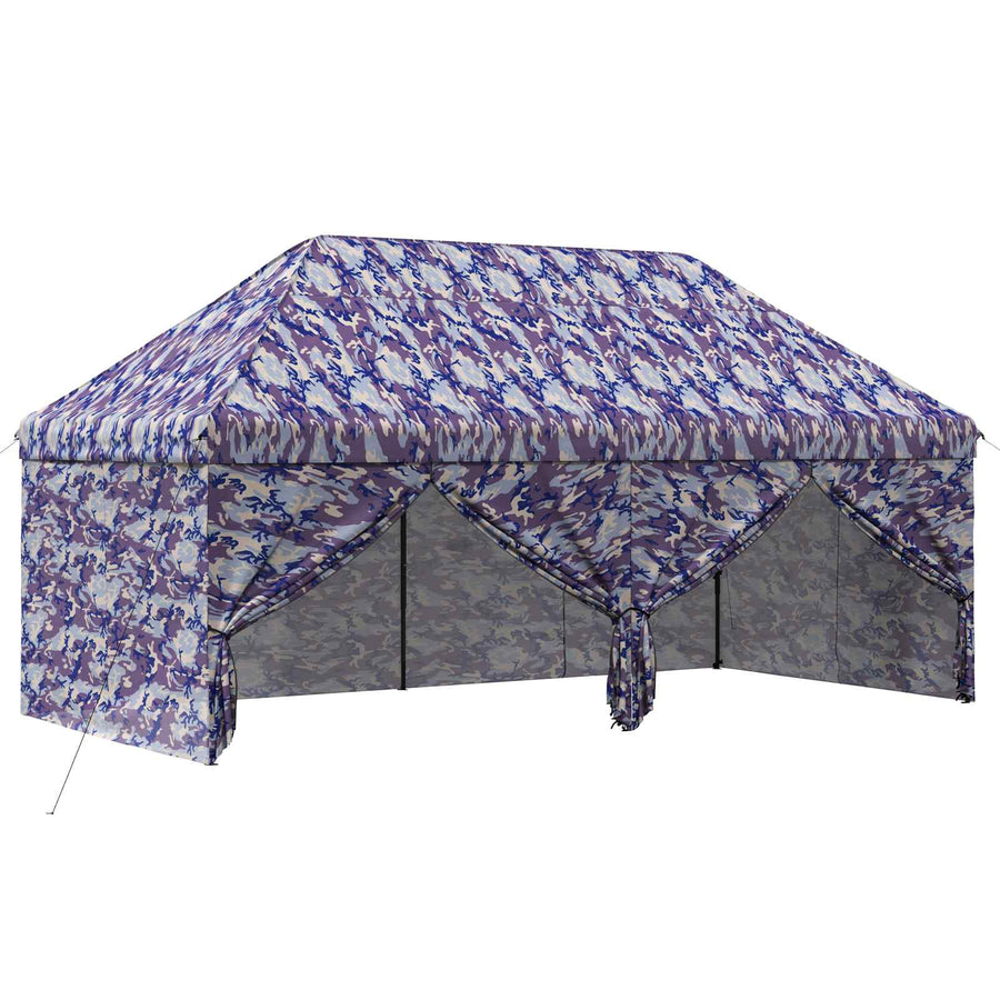 Pop-up Gazebo met 4 Zijwanden 3 x 6 m Blauw Camouflage