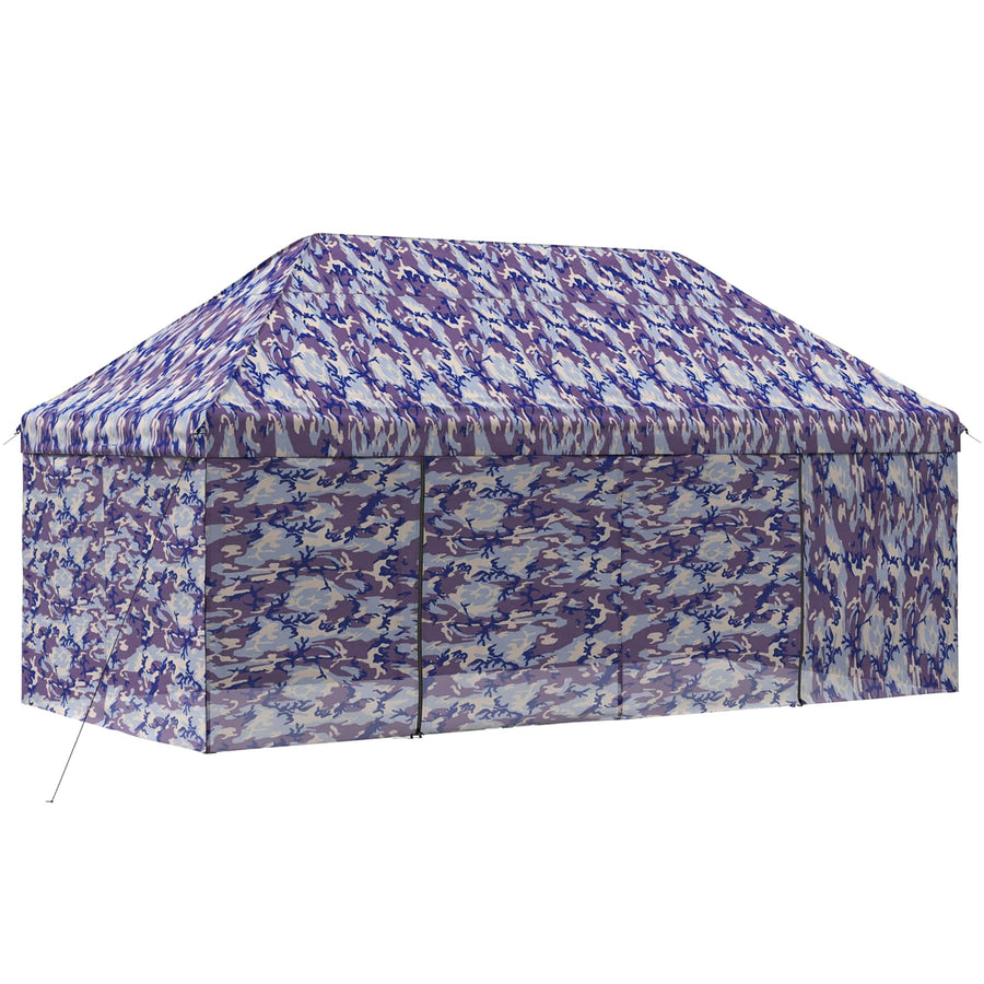 Pop-up Gazebo met 4 Zijwanden 3 x 6 m Blauw Camouflage