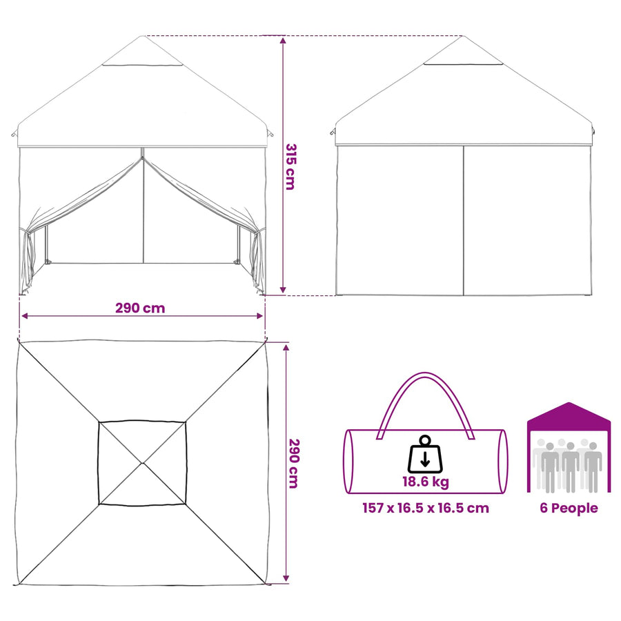 Pop-up Gazebo met 4 Zijwanden 3 x 3 m Bos Camouflage