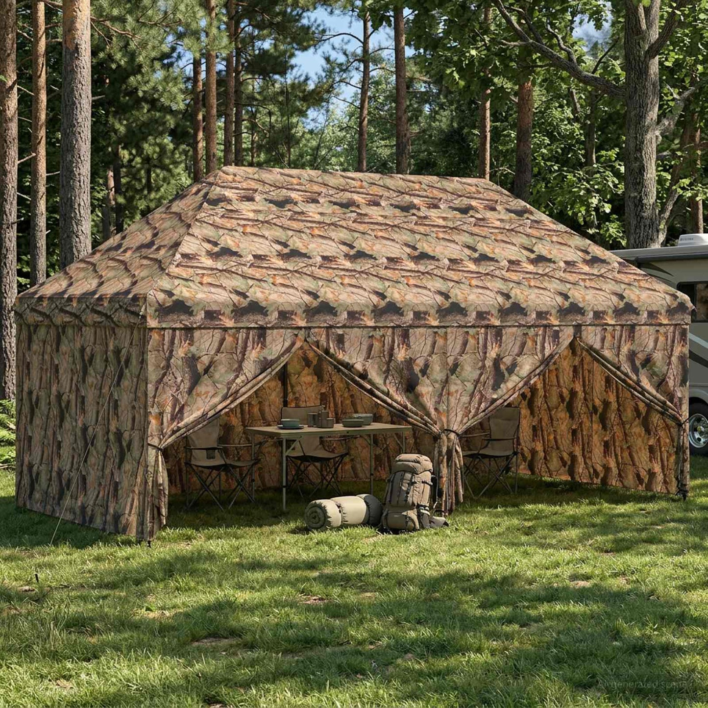 Pop-up Gazebo met 4 Zijwanden 3 x 6 m Bos Camouflage