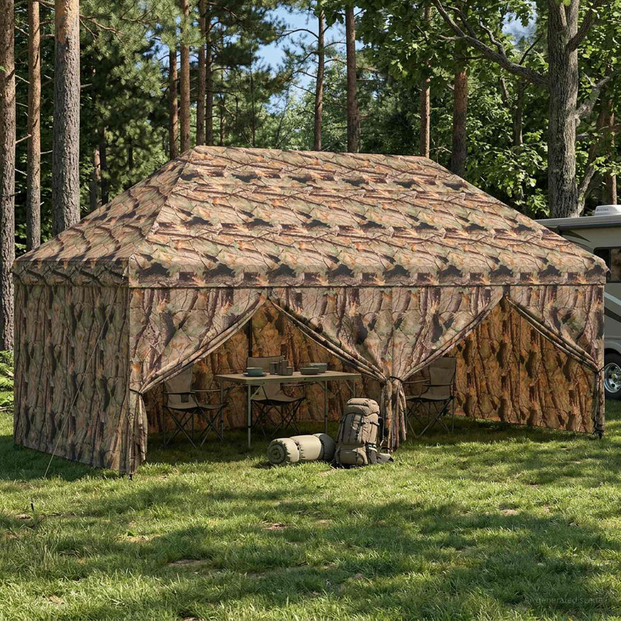 Pop-up Gazebo met 4 Zijwanden 3 x 6 m Bos Camouflage
