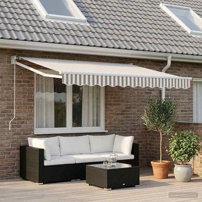 Vervangingsdoek voor zonnescherm Lichtgrijs en wit. 4 x 2 m