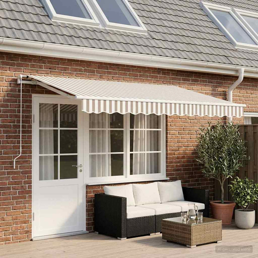 Vervangingsdoek voor zonnescherm Lichtgrijs en wit. 4,5 × 3,5 m