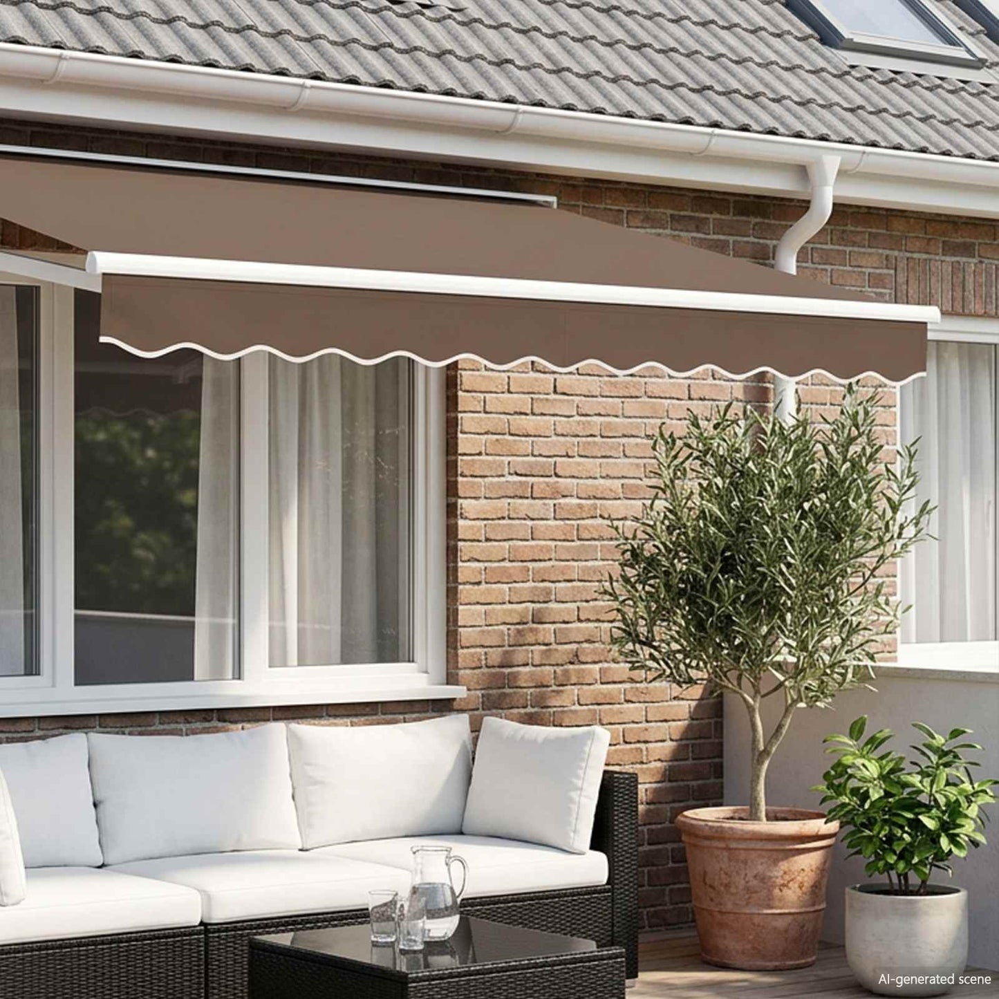Vervangende markies volant Taupe 2,5 m Polyester