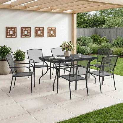 Tuin eettafelset 7 pcs Antracietkleurig 212 x 90 x 76 cm