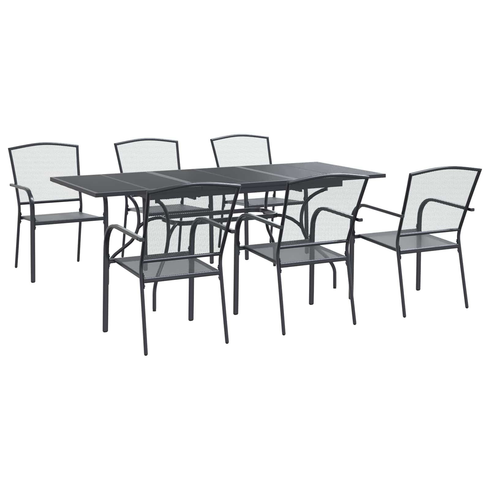 Tuin eettafelset 7 pcs Antracietkleurig 212 x 90 x 76 cm