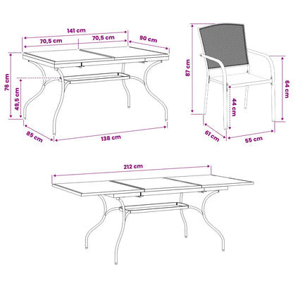 Tuin eettafelset 7 pcs Antracietkleurig 212 x 90 x 76 cm