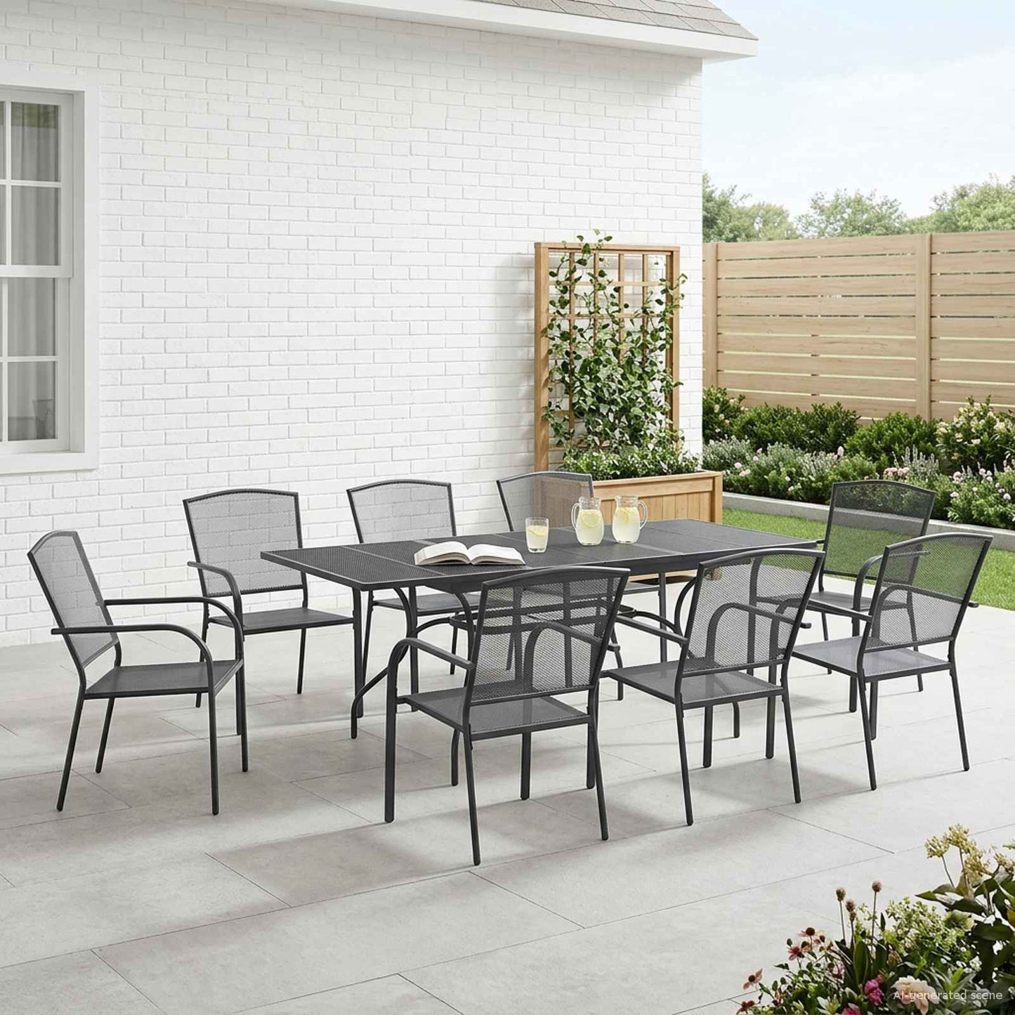 Tuin eettafelset 9 pcs Antracietkleurig 212 x 90 x 76 cm