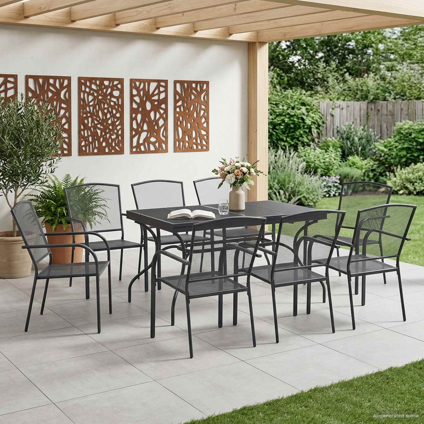 Tuin eettafelset 9 pcs Antracietkleurig 212 x 90 x 76 cm