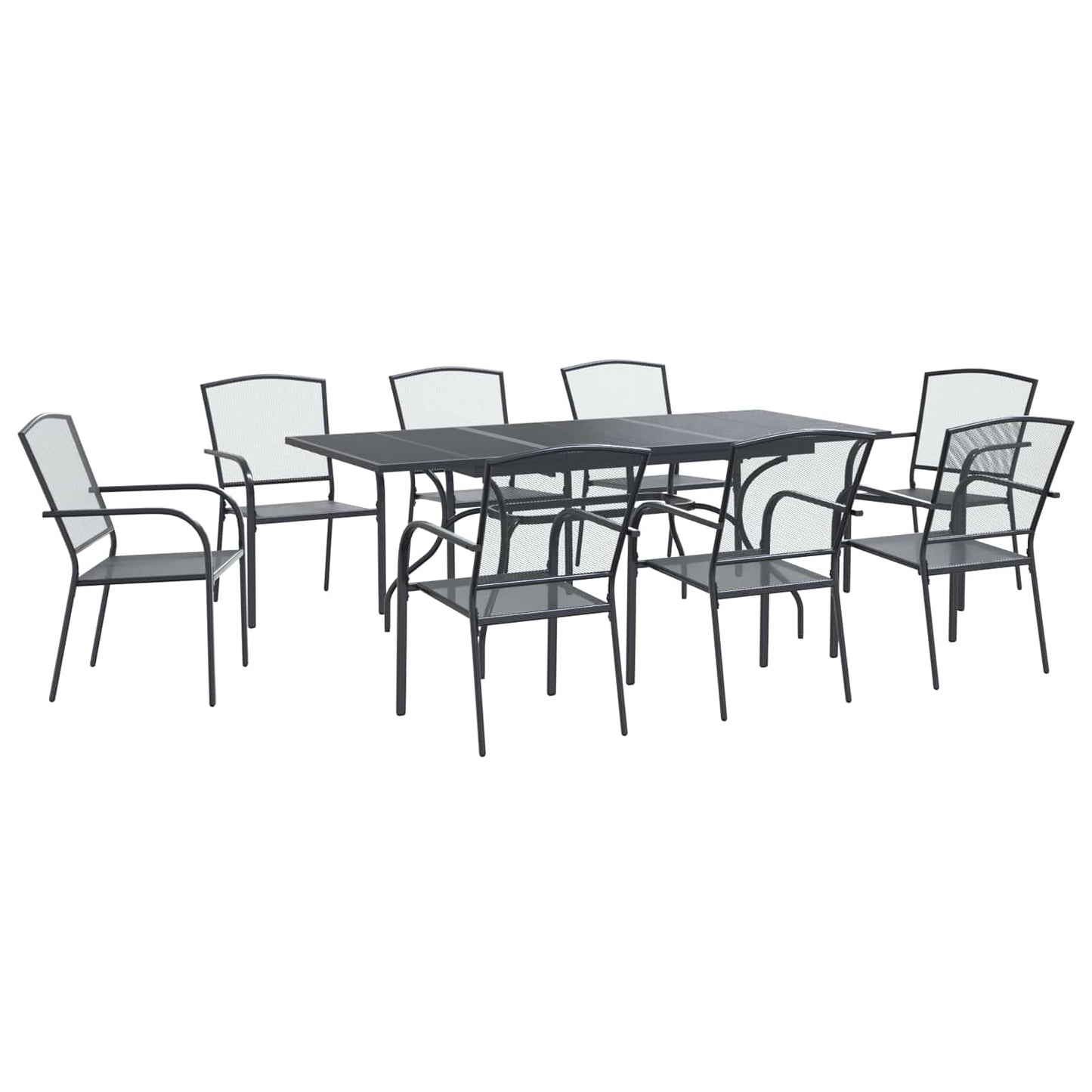 Tuin eettafelset 9 pcs Antracietkleurig 212 x 90 x 76 cm