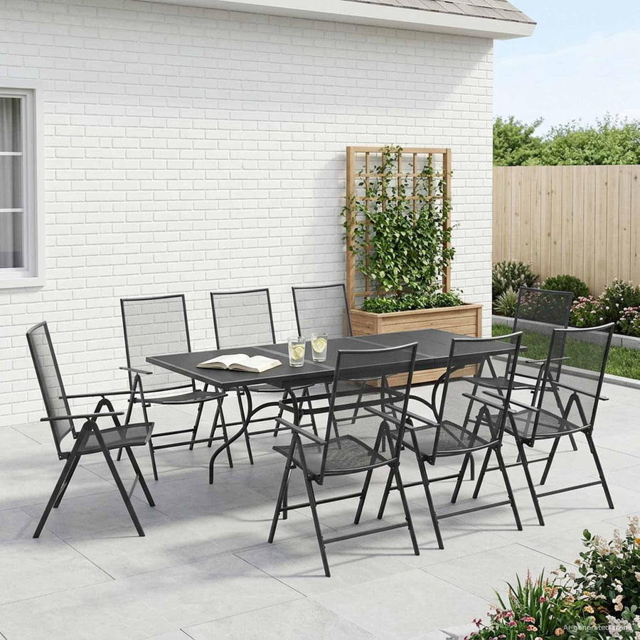 Tuin eettafelset 9 pcs Antracietkleurig 212 x 90 x 76 cm