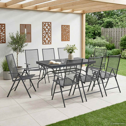 Tuin eettafelset 9 pcs Antracietkleurig 212 x 90 x 76 cm