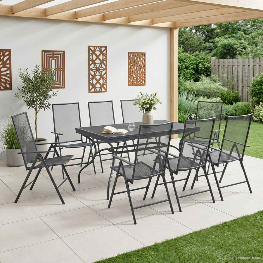 Tuin eettafelset 9 pcs Antracietkleurig 212 x 90 x 76 cm