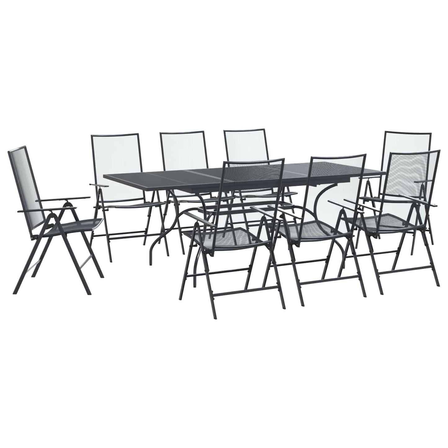 Tuin eettafelset 9 pcs Antracietkleurig 212 x 90 x 76 cm
