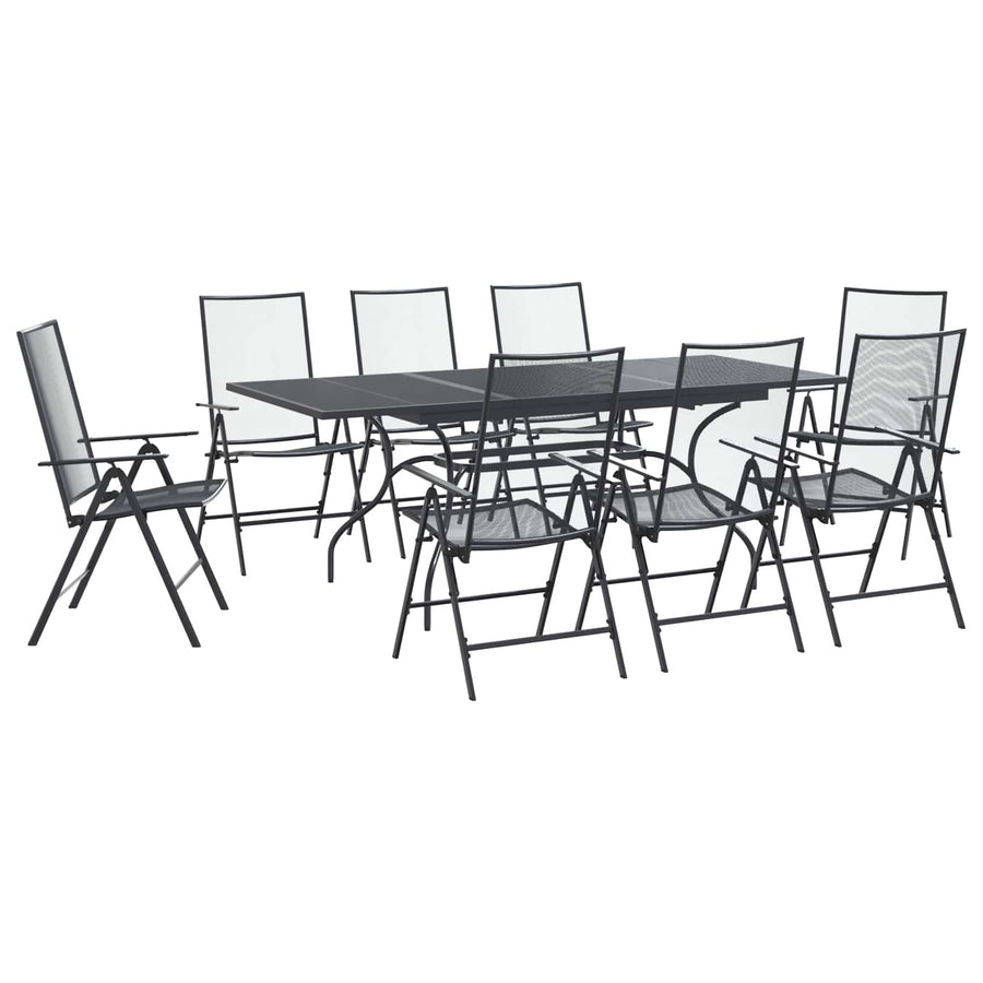 Tuin eettafelset 9 pcs Antracietkleurig 212 x 90 x 76 cm
