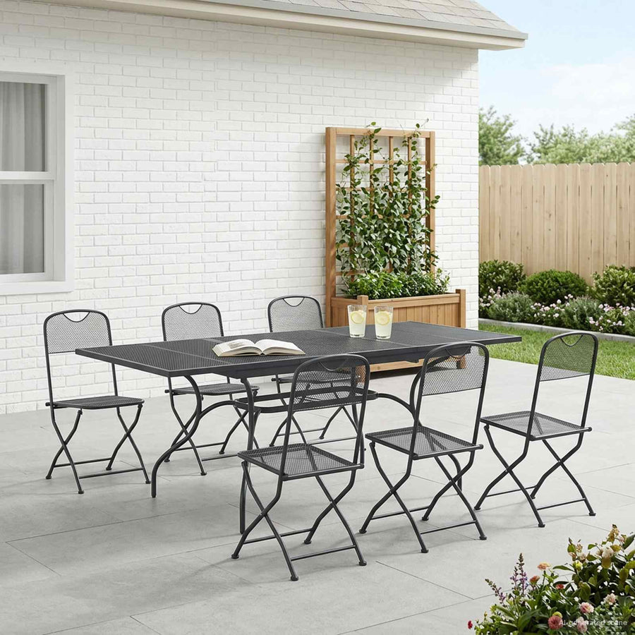 Tuin eettafelset 7 pcs Antracietkleurig 212 x 90 x 76 cm