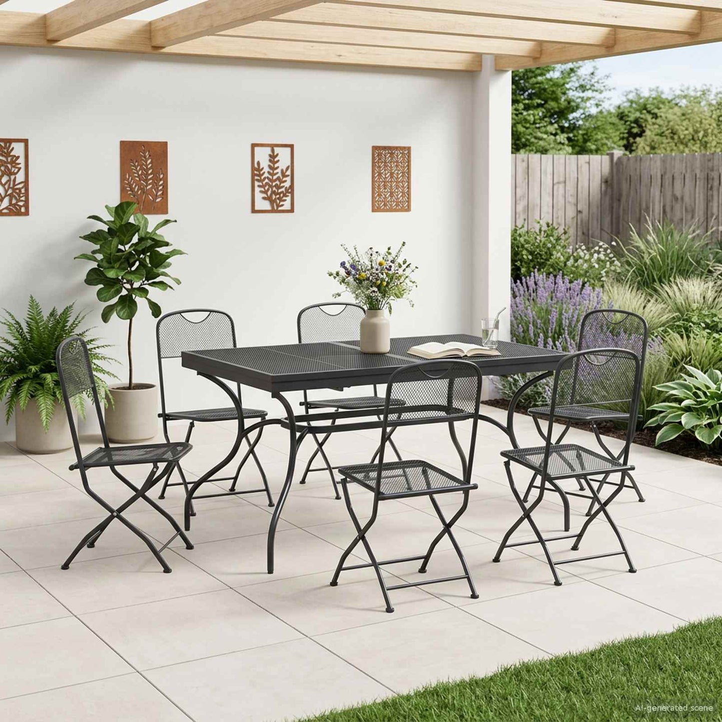 Tuin eettafelset 7 pcs Antracietkleurig 212 x 90 x 76 cm