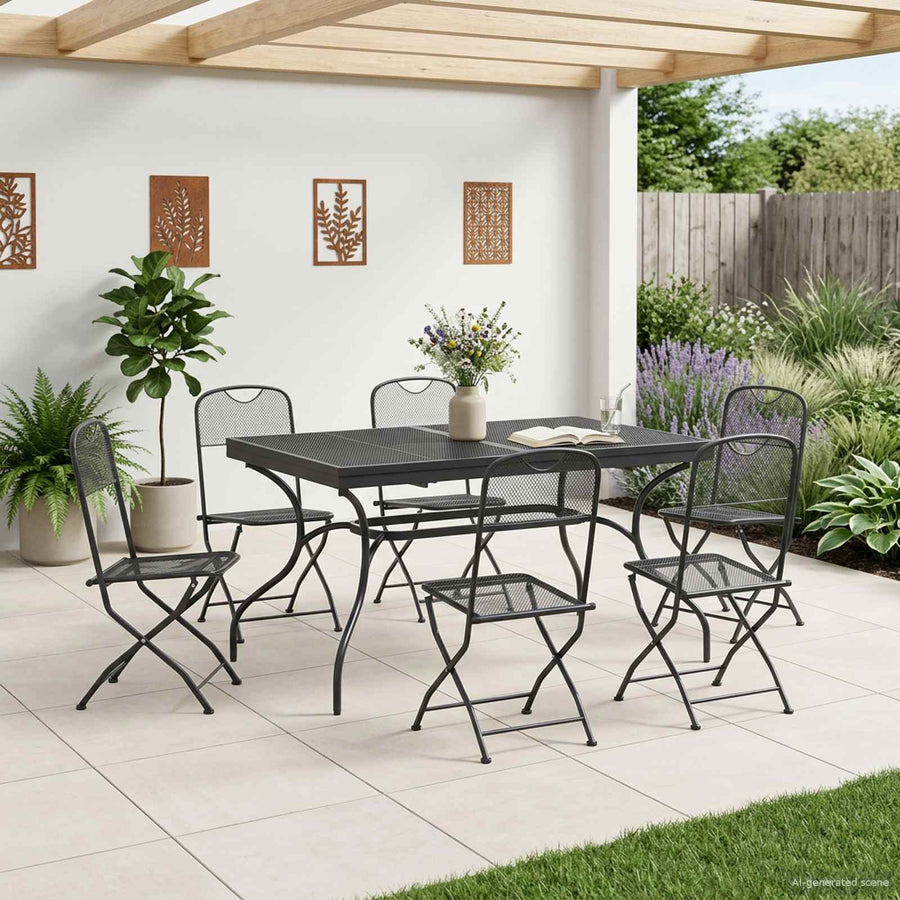 Tuin eettafelset 7 pcs Antracietkleurig 212 x 90 x 76 cm