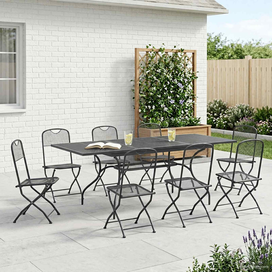 Tuin eettafelset 9 pcs Antracietkleurig 212 x 90 x 76 cm