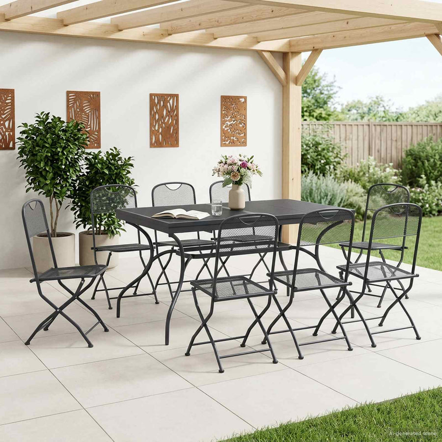 Tuin eettafelset 9 pcs Antracietkleurig 212 x 90 x 76 cm