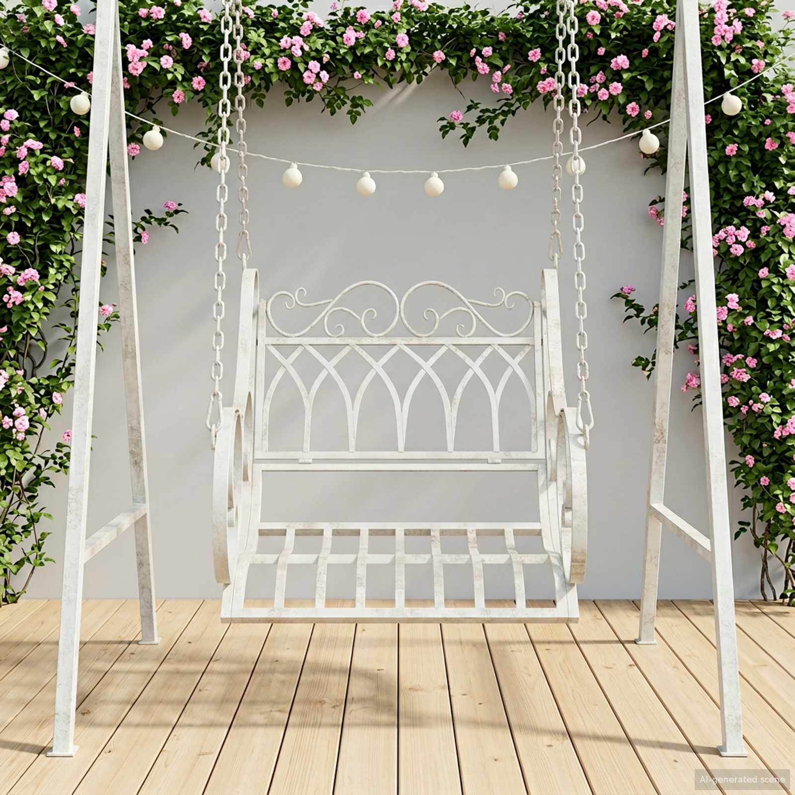 Schommelbank Staal 71 x 75 x 59 cm Antiek wit