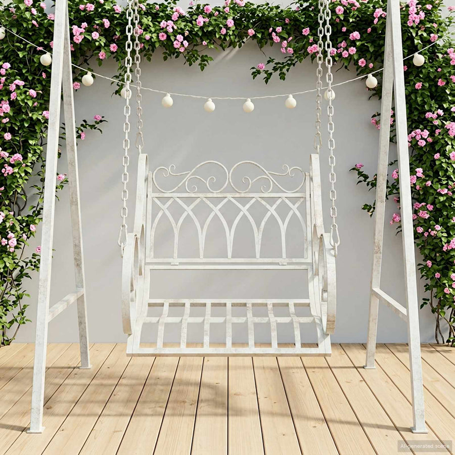 Schommelbank Staal 71 x 75 x 59 cm Antiek wit