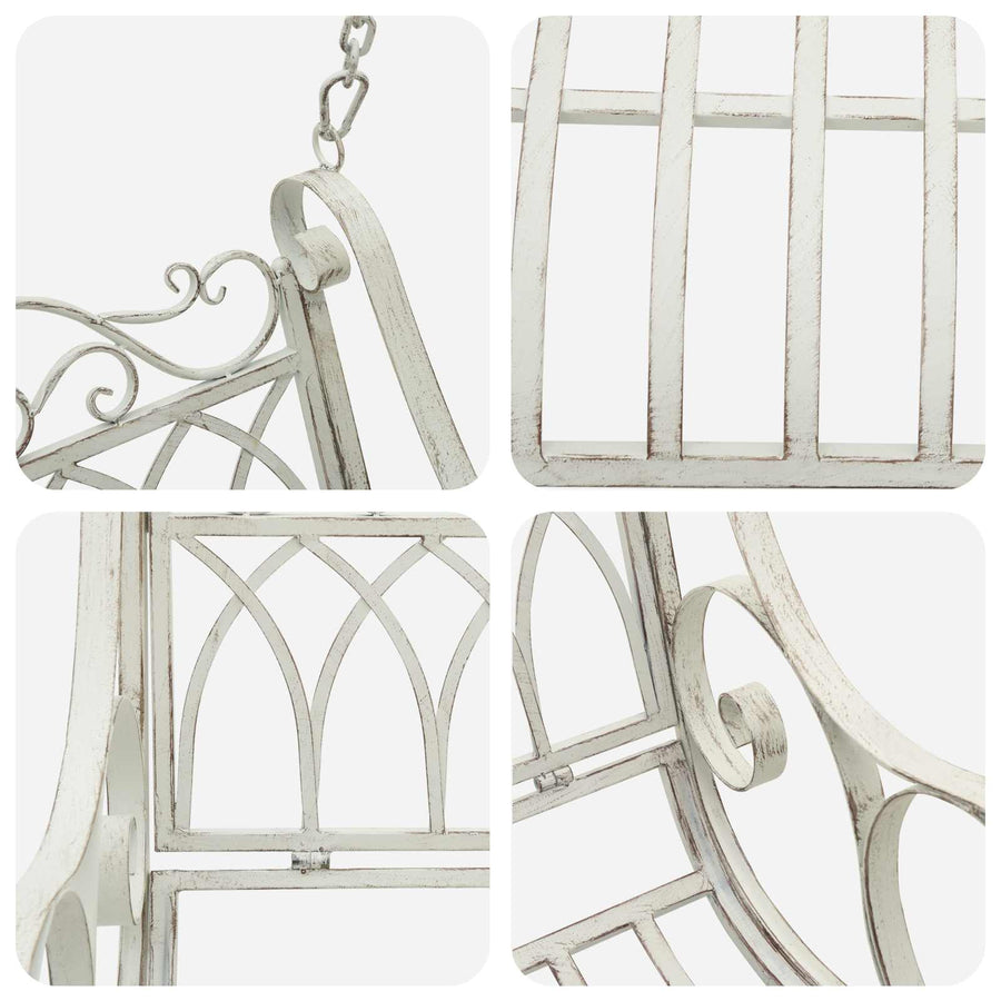 Schommelbank Staal 109 x 75 x 59 cm Antiek wit