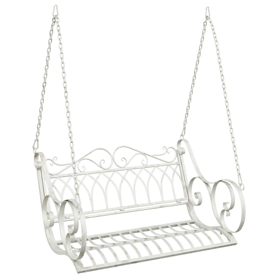 Schommelbank Staal 109 x 75 x 59 cm Antiek wit