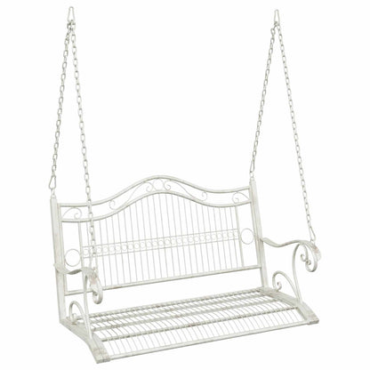 Schommelbank Staal 115 x 61 x 63 cm Antiek wit