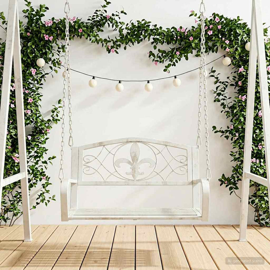 Schommelbank Staal 71,5 x 59 x 55 cm Antiek wit