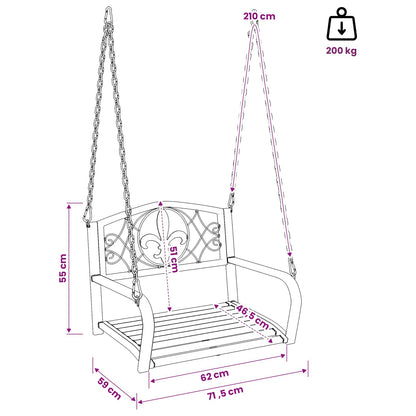 Schommelbank Staal 71,5 x 59 x 55 cm Antiek wit