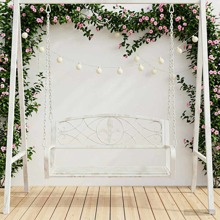 Schommelbank Staal 110,5 x 59 x 55 cm Antiek wit