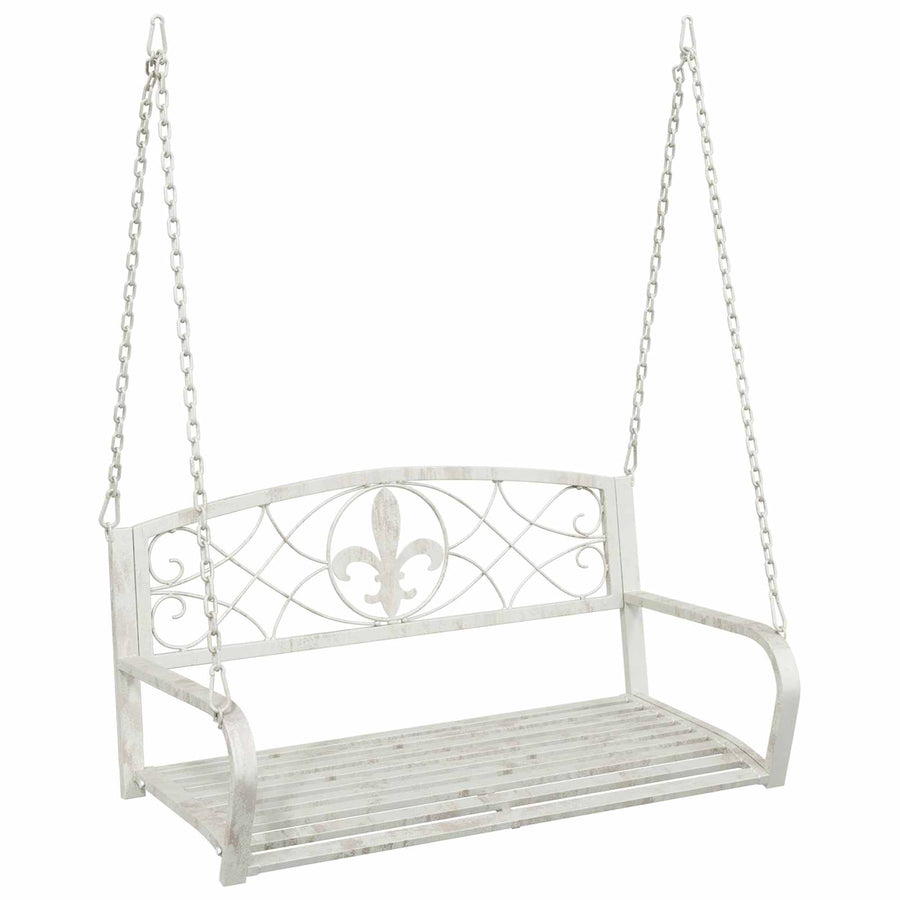 Schommelbank Staal 110,5 x 59 x 55 cm Antiek wit