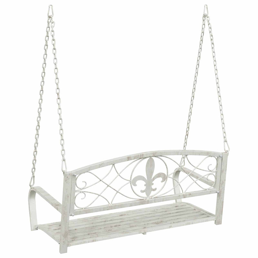 Schommelbank Staal 110,5 x 59 x 55 cm Antiek wit