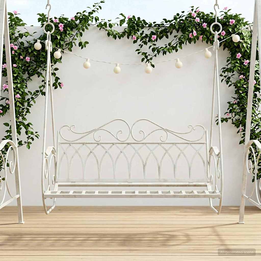Schommelbank Staal 112 x 60 x 126,5 cm Antiek wit
