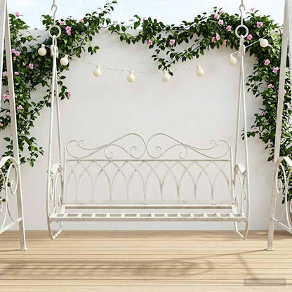Schommelbank Staal 112 x 60 x 126,5 cm Antiek wit