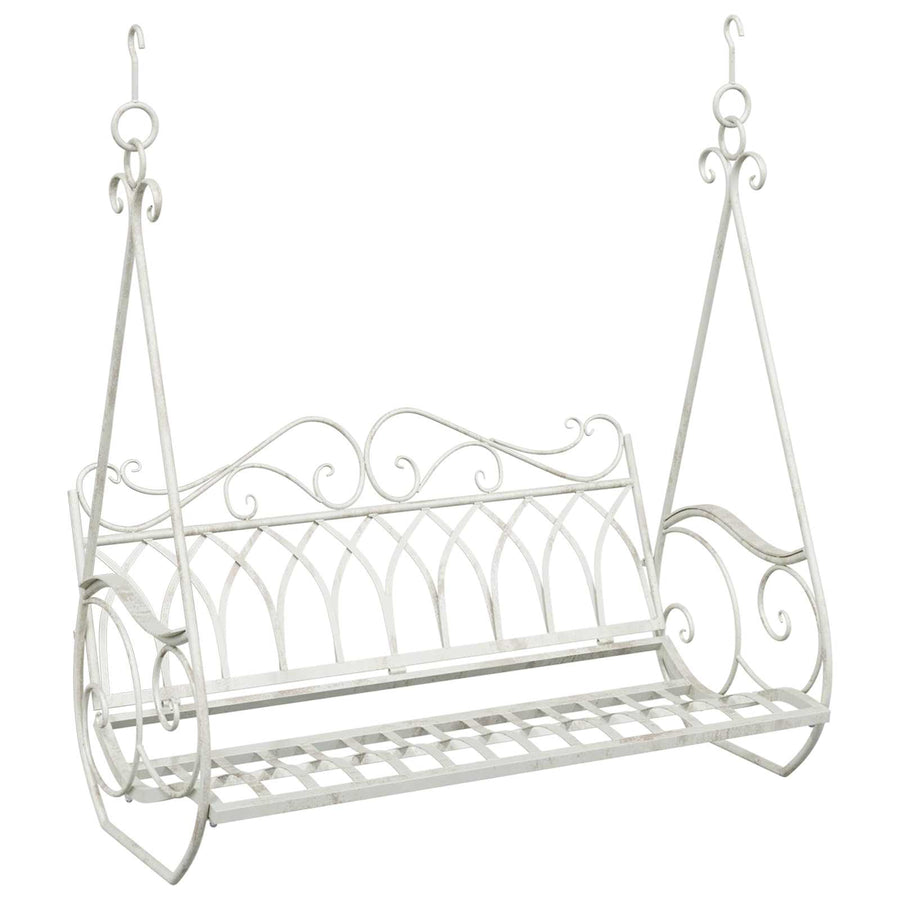 Schommelbank Staal 112 x 60 x 126,5 cm Antiek wit