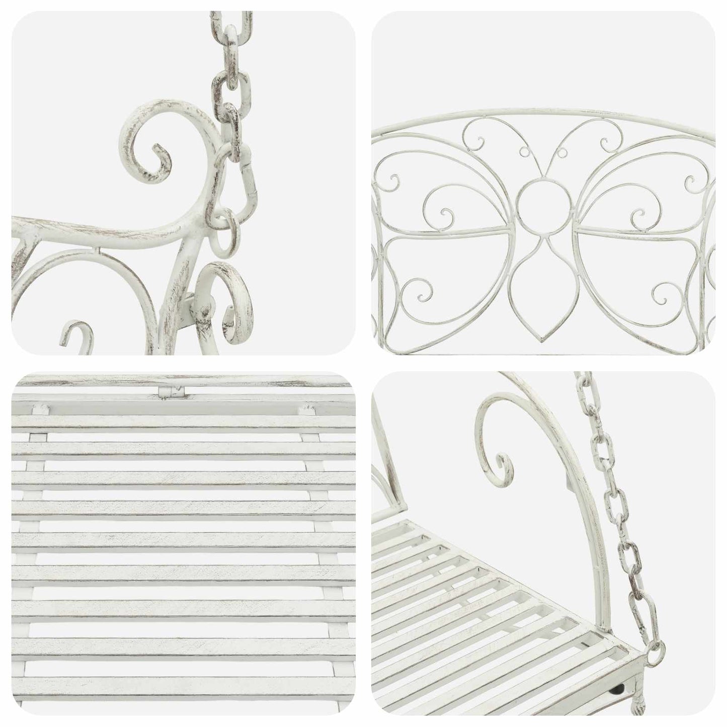 Schommelbank Staal 105,5 x 61 x 56 cm Antiek wit