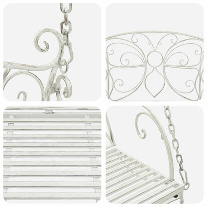 Schommelbank Staal 105,5 x 61 x 56 cm Antiek wit