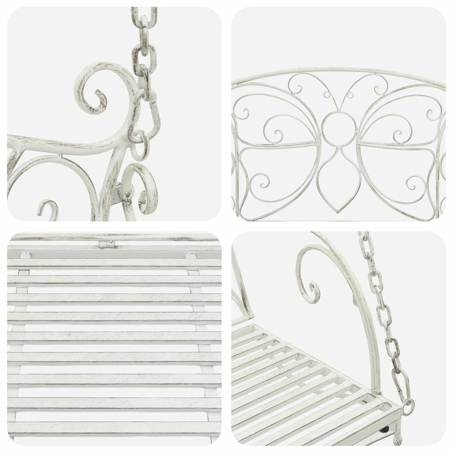 Schommelbank Staal 105,5 x 61 x 56 cm Antiek wit