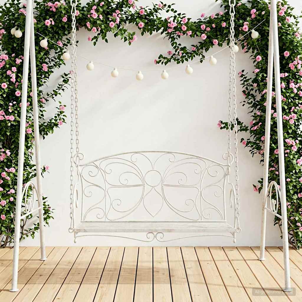 Schommelbank Staal 105,5 x 61 x 56 cm Antiek wit